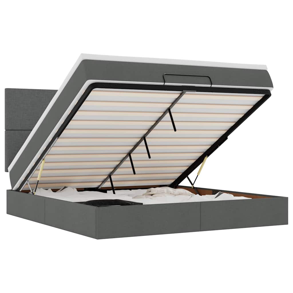 osmannisk sengeramme med madras 180x200 cm stof mørkegrå