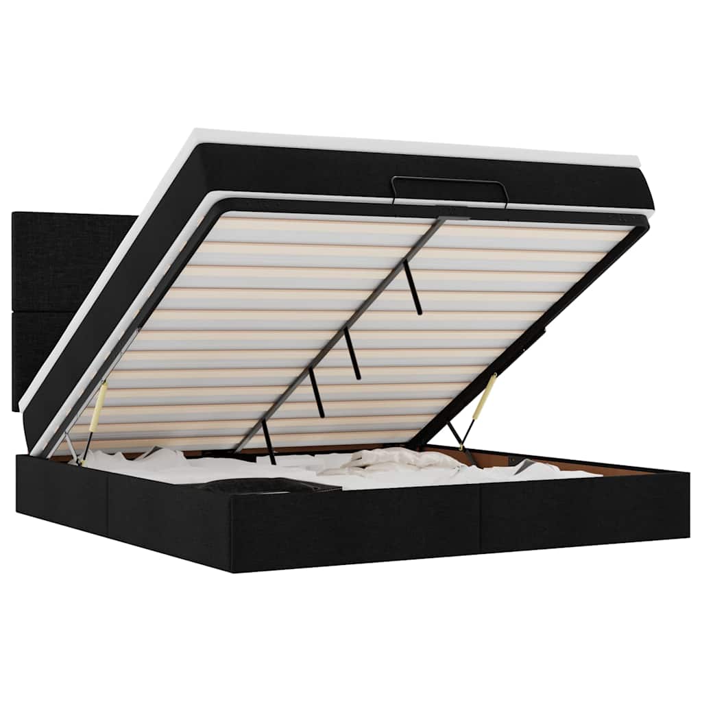 osmannisk sengeramme med madras 180x200 cm stof sort