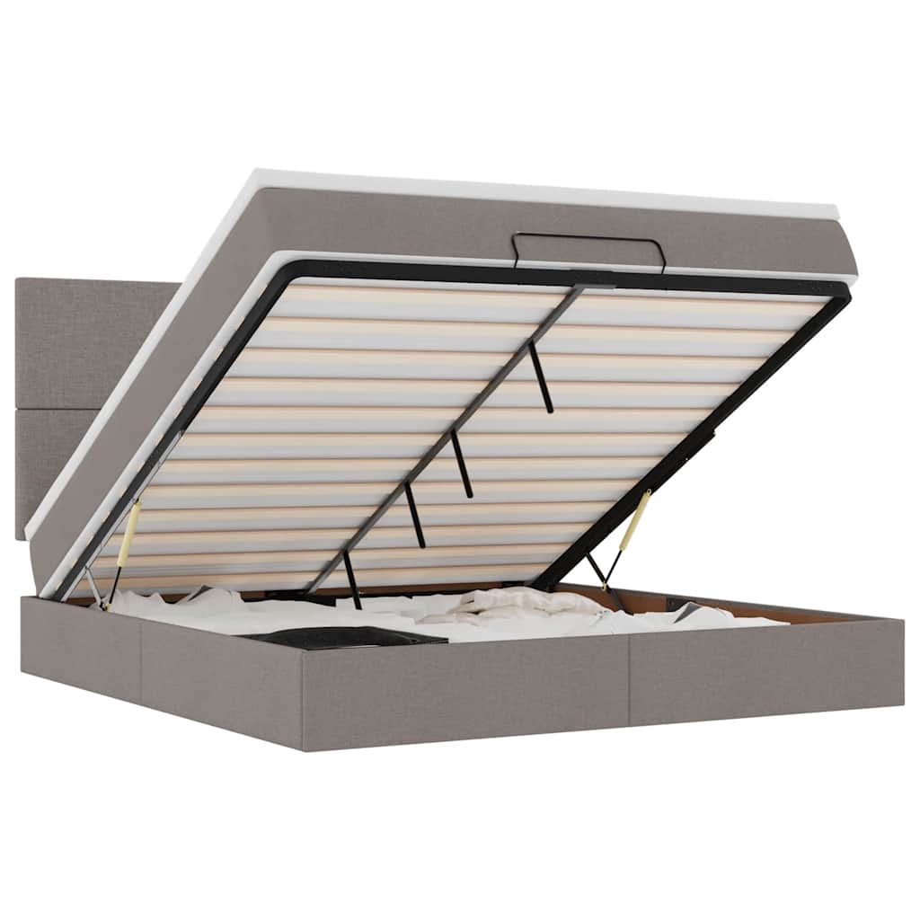 osmannisk sengeramme med madras 180x200 cm stof gråbrun