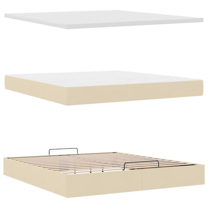 osmannisk sengeramme med madras 180x200 cm stof cremefarvet