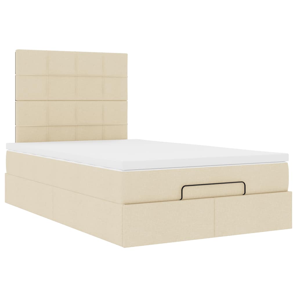 osmannisk sengeramme med madras 120x190 cm stof cremefarvet