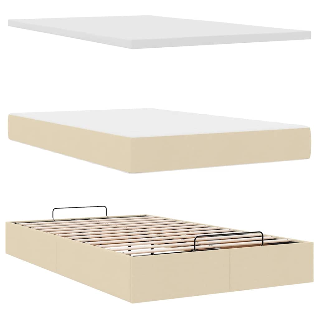 osmannisk sengeramme med madras 120x190 cm stof cremefarvet
