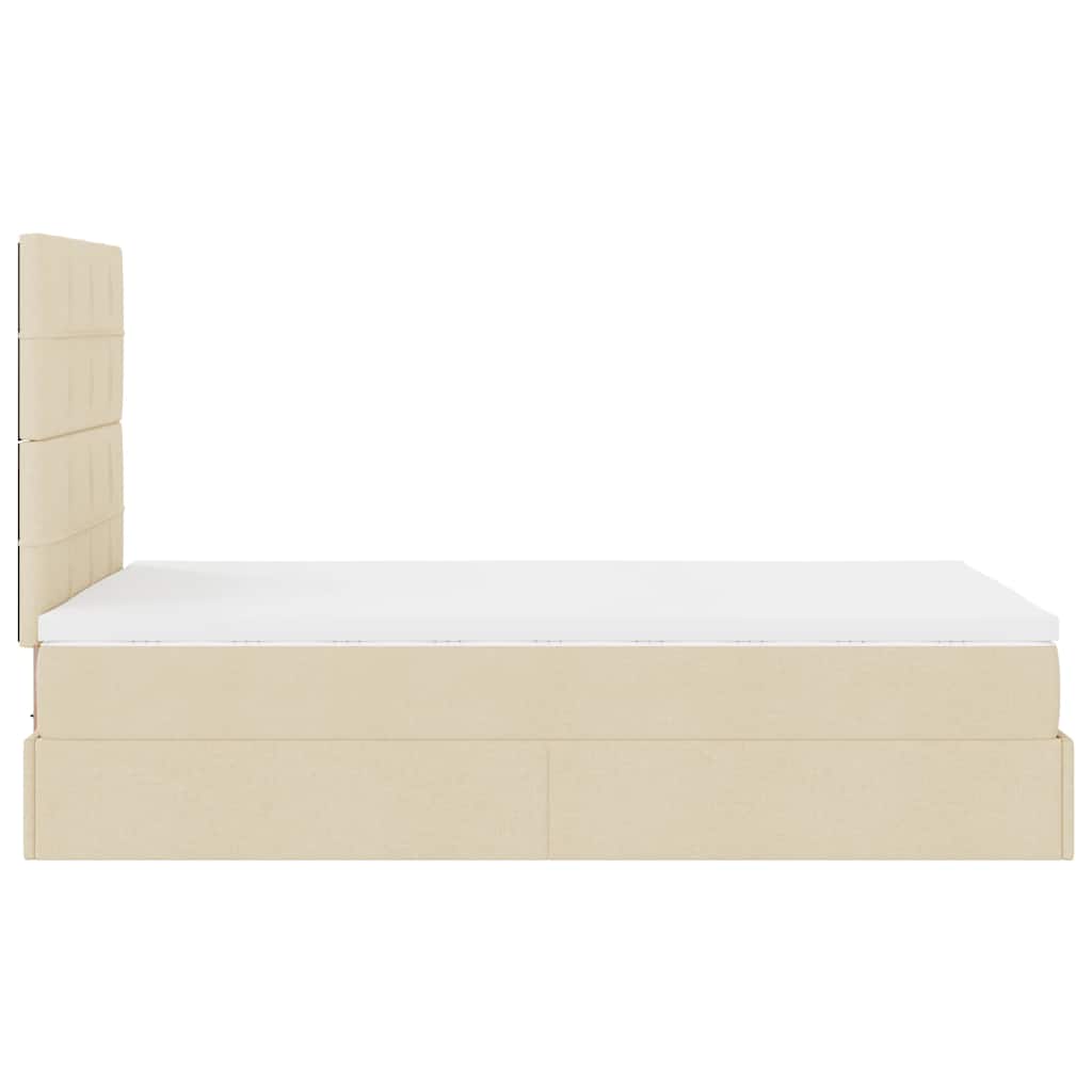 osmannisk sengeramme med madras 120x190 cm stof cremefarvet