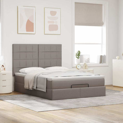 osmannisk sengeramme med madras 140x190 cm stof gråbrun