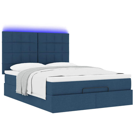 osmannisk sengeramme med madras 140x200 cm stof blå