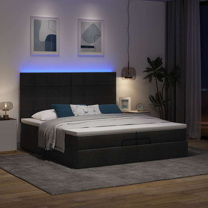 osmannisk sengeramme med madrasser 200x200 cm stof sort