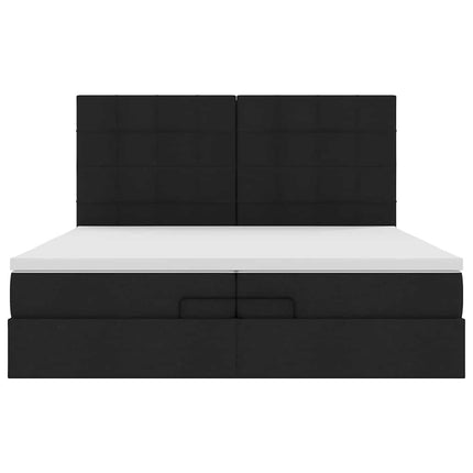osmannisk sengeramme med madrasser 200x200 cm stof sort