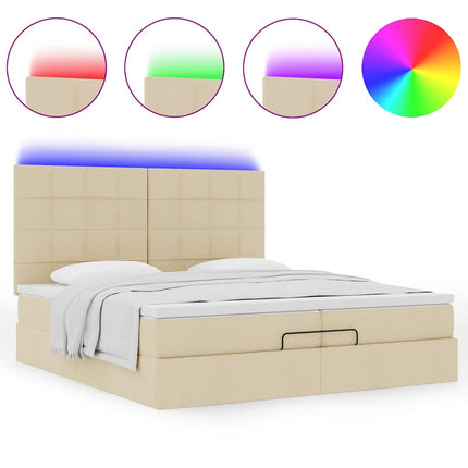 osmannisk sengeramme med madrasser 200x200 cm stof cremefarvet
