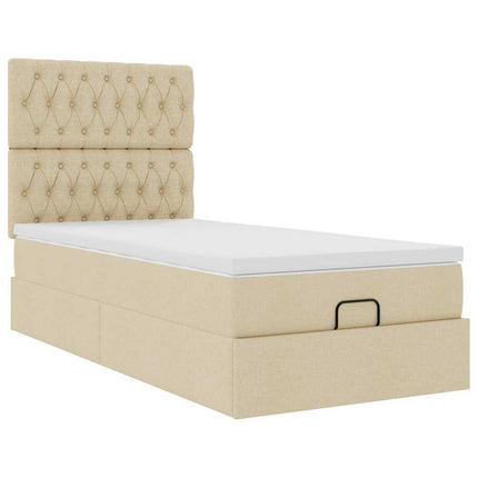 osmannisk sengeramme med madras 80x200 cm stof cremefarvet