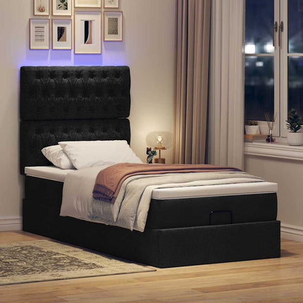 osmannisk sengeramme med madras 90x190 cm stof sort