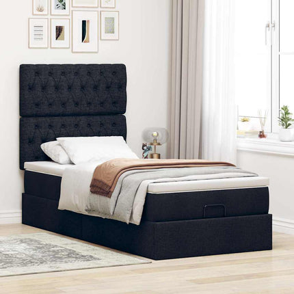 osmannisk sengeramme med madras 90x190 cm stof sort