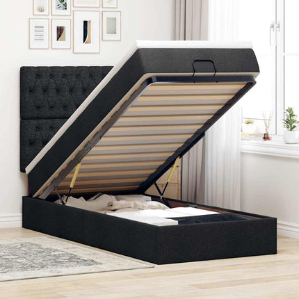 osmannisk sengeramme med madras 90x190 cm stof sort