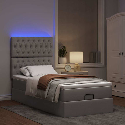 osmannisk sengeramme med madras 100x200 cm stof gråbrun