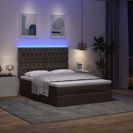 osmannisk sengeramme med madras 140x200 cm stof mørkebrun