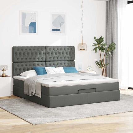 osmannisk sengeramme med madras 160x200 cm stof mørkegrå
