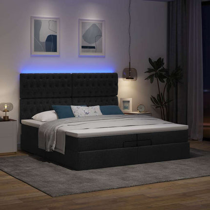 osmannisk sengeramme med madrasser 200x200 cm stof sort