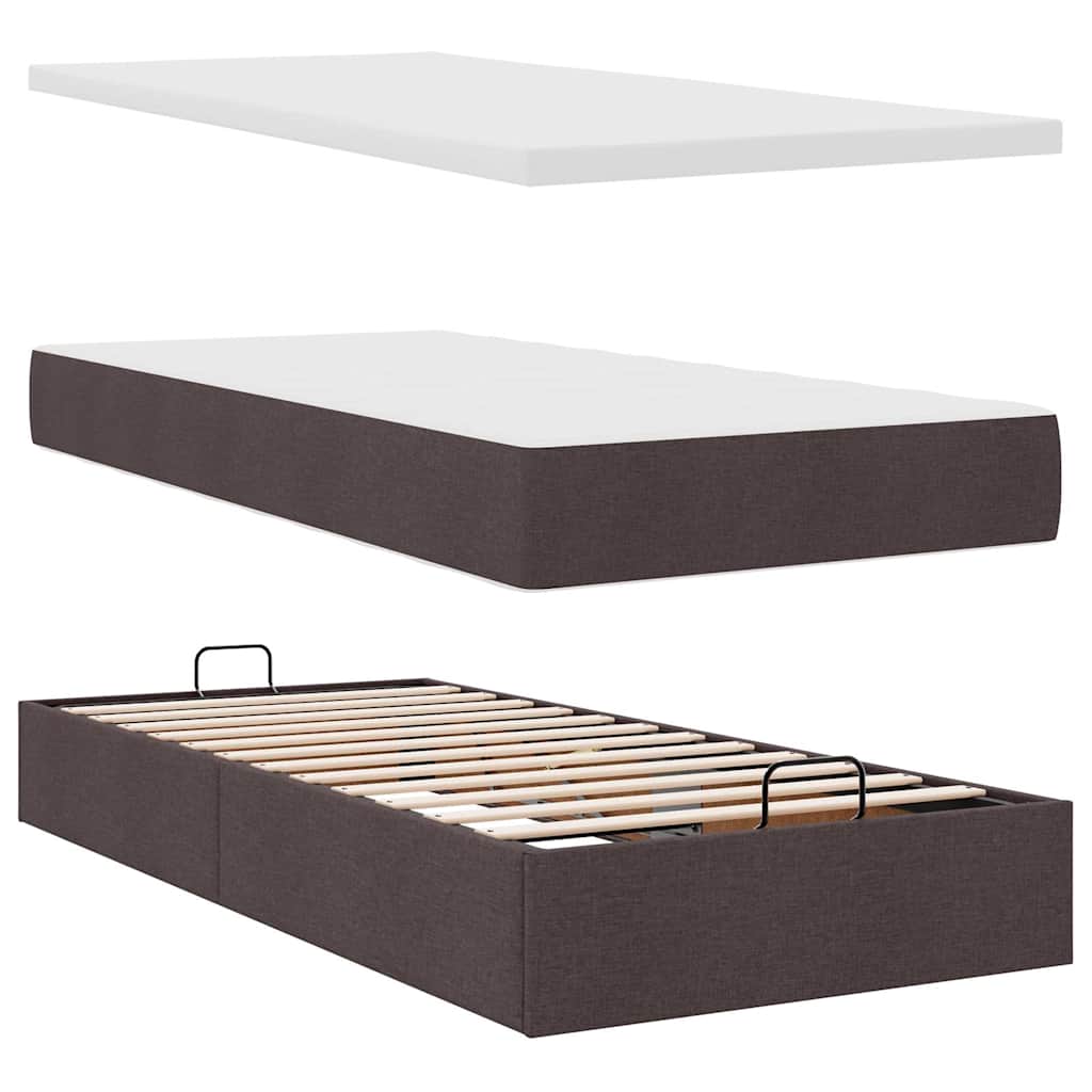 osmannisk sengeramme med madras 80x200 cm stof mørkebrun
