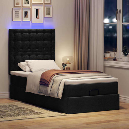 osmannisk sengeramme med madras 90x190 cm stof sort