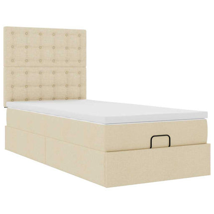 osmannisk sengeramme med madras 100x200 cm stof cremefarvet