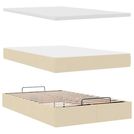 osmannisk sengeramme med madras 120x190 cm stof cremefarvet
