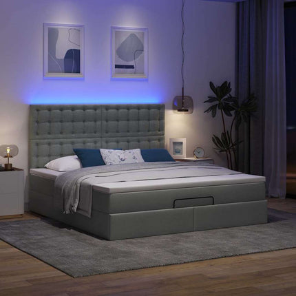 osmannisk sengeramme med madras 160x200 cm stof mørkegrå