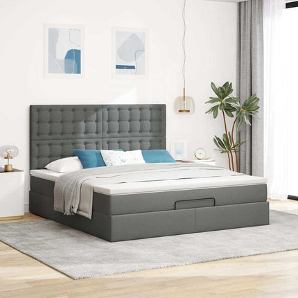osmannisk sengeramme med madras 160x200 cm stof mørkegrå