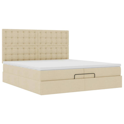 osmannisk sengeramme med madrasser 200x200 cm stof cremefarvet
