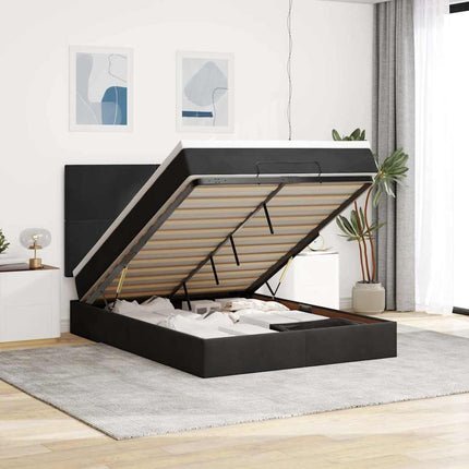 osmannisk sengeramme med madrasser 140x190 cm fløjl sort