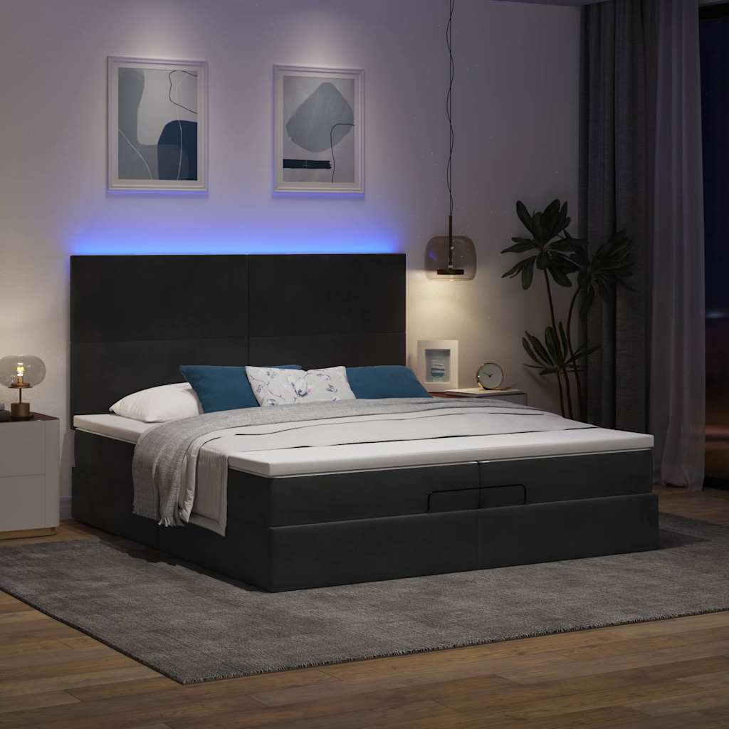 osmannisk sengeramme med madrasser 200x200 cm fløjl sort