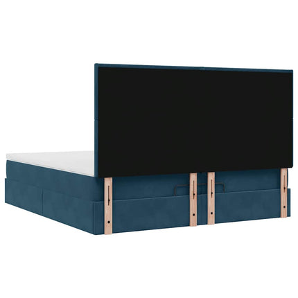 Ottoman seng med madrasser & LEDs Mørkeblå 200x200cm Fløjl