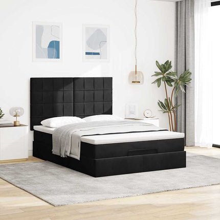 osmannisk sengeramme med madrasser 140x190 cm fløjl sort