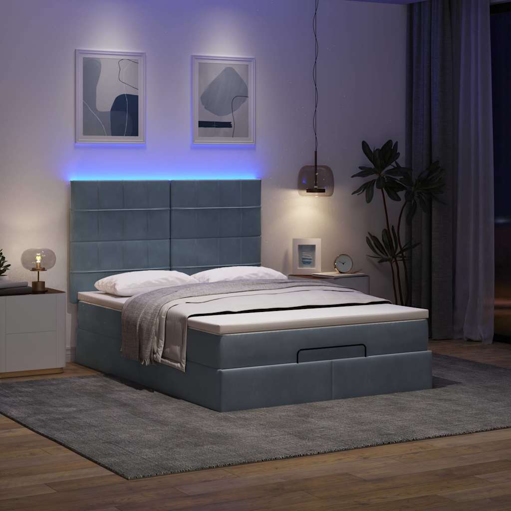 osmannisk sengeramme med madrasser 140x200 cm fløjl mørkegrå