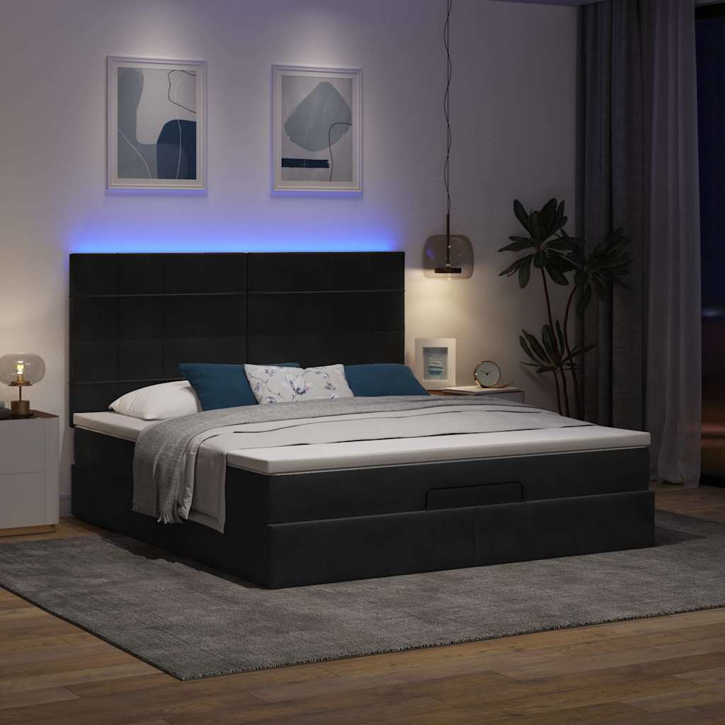 osmannisk sengeramme med madrasser 180x200 cm fløjl sort