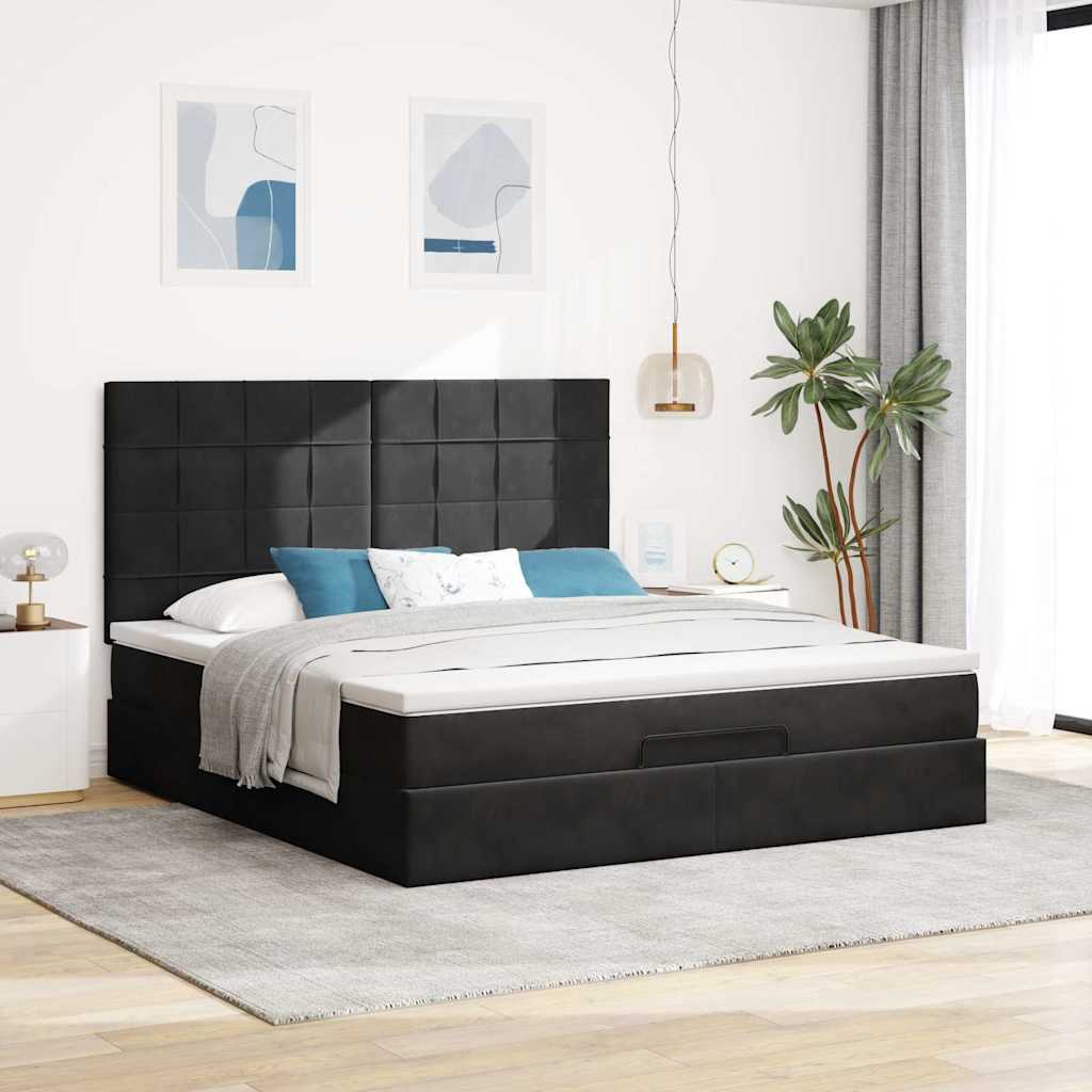 osmannisk sengeramme med madrasser 180x200 cm fløjl sort