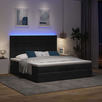 osmannisk sengeramme med madrasser 200x200 cm fløjl sort