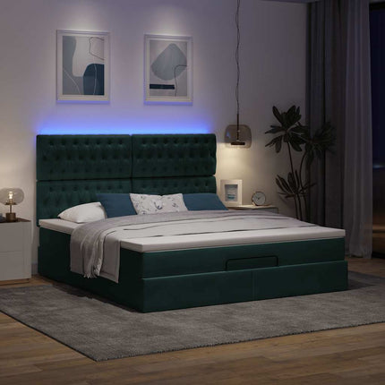 osmannisk sengeramme med madrasser 160x200 cm fløjl mørkegrøn
