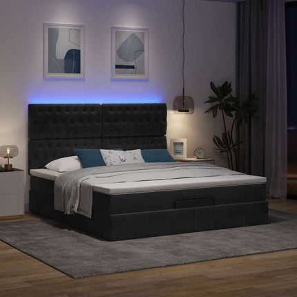 osmannisk sengeramme med madrasser 180x200 cm fløjl sort