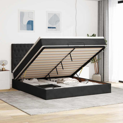 osmannisk sengeramme med madrasser 180x200 cm fløjl sort