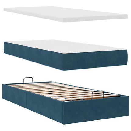 osmannisk sengeramme med madrasser 80x200 cm fløjl mørkeblå