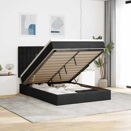 osmannisk sengeramme med madrasser 140x190 cm fløjl sort