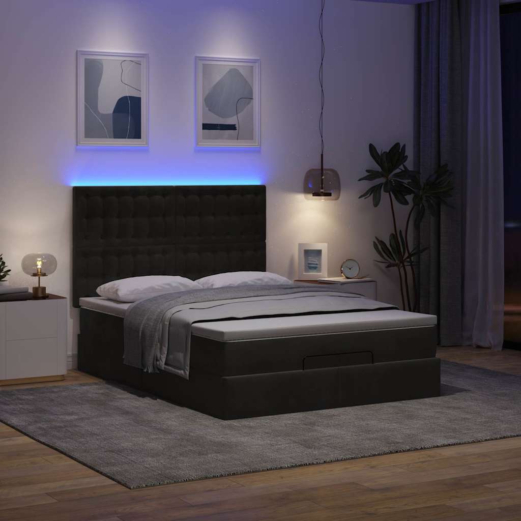 osmannisk sengeramme med madrasser 140x200 cm fløjl sort