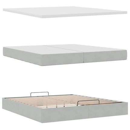 osmannisk sengeramme med madrasser 200x200 cm fløjl lysegrå