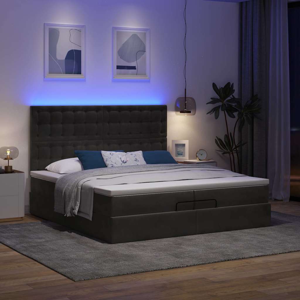 osmannisk sengeramme med madrasser 200x200 cm fløjl sort