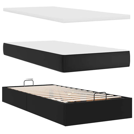 osmannisk seng med madrasser & LEDs 160x200 cm kunstlæder sort