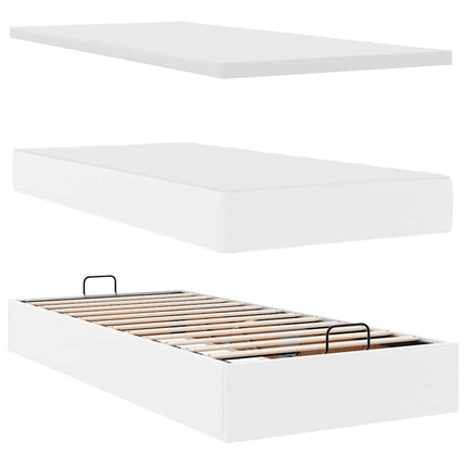 osmannisk seng med madrasser & LEDs 180x200 cm kunstlæder hvid