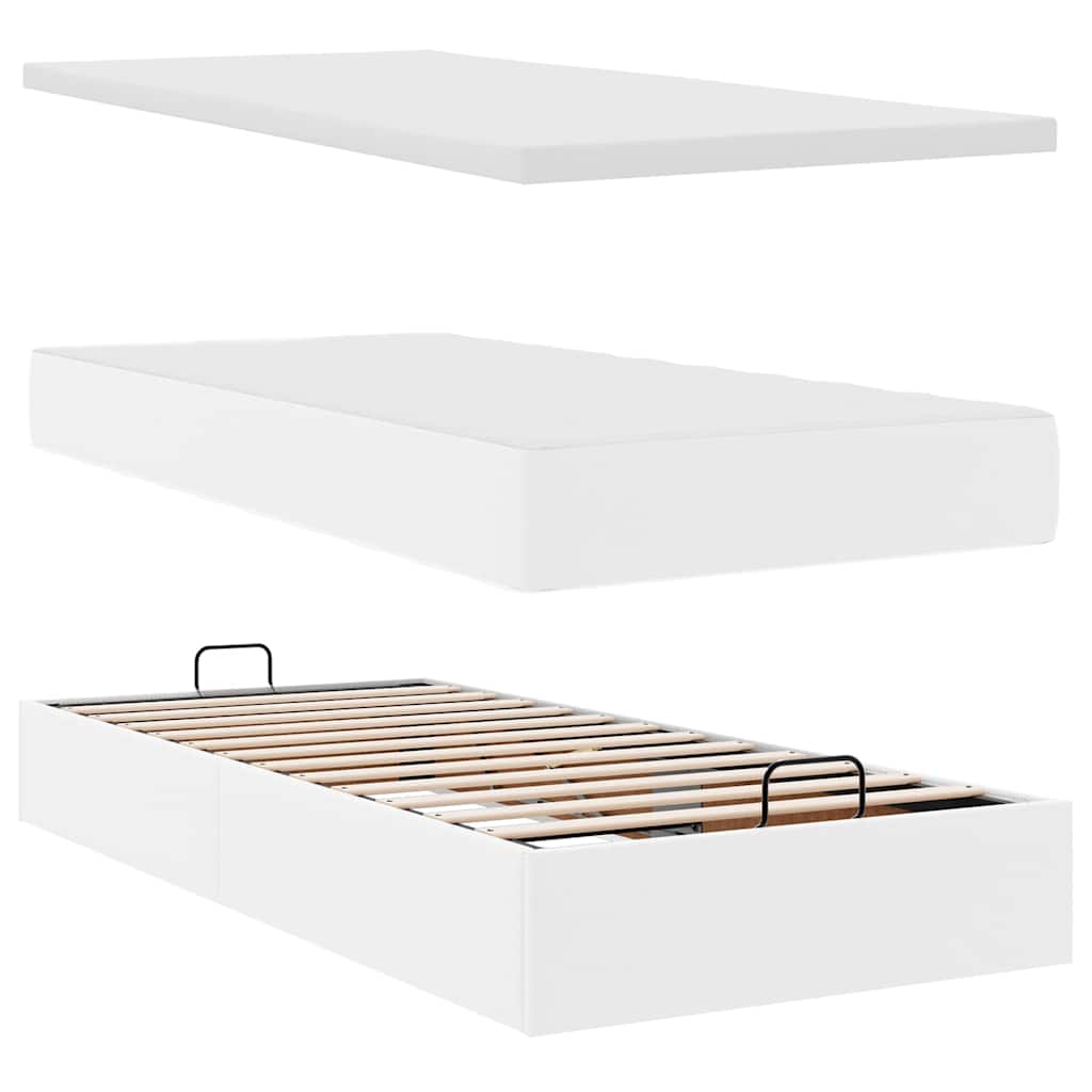 osmannisk sengeramme med madrasser 200x200 cm kunstlæder hvid