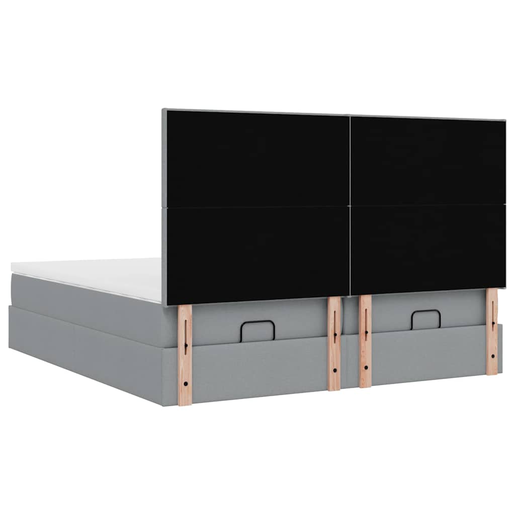 osmannisk sengeramme med madrasser 160x200 cm stof lysegrå