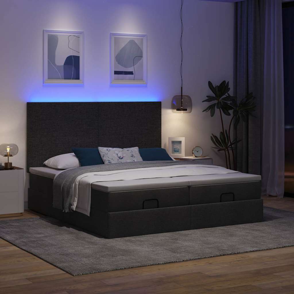 osmannisk sengeramme med madrasser 160x200 cm stof sort