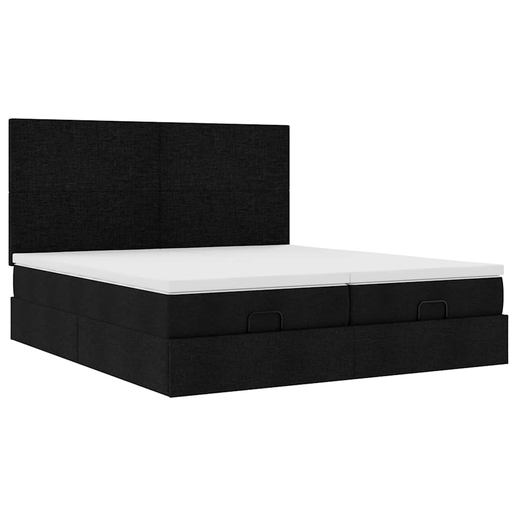 osmannisk sengeramme med madrasser 160x200 cm stof sort