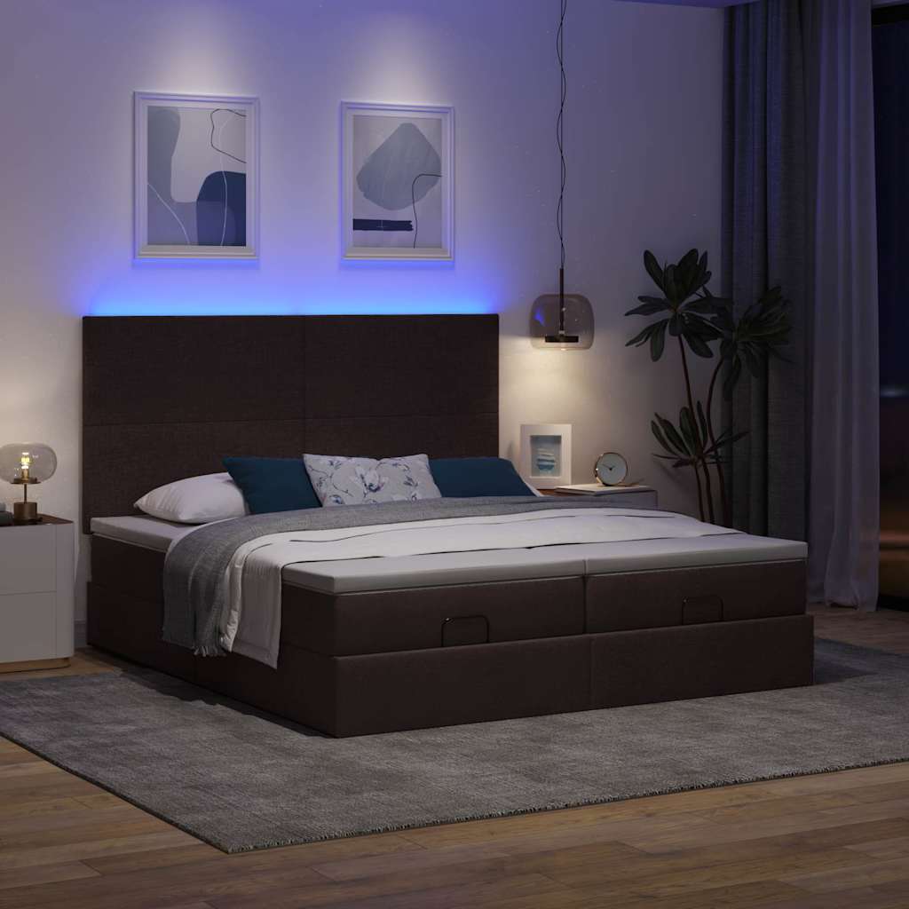 osmannisk sengeramme med madrasser 160x200 cm stof mørkebrun